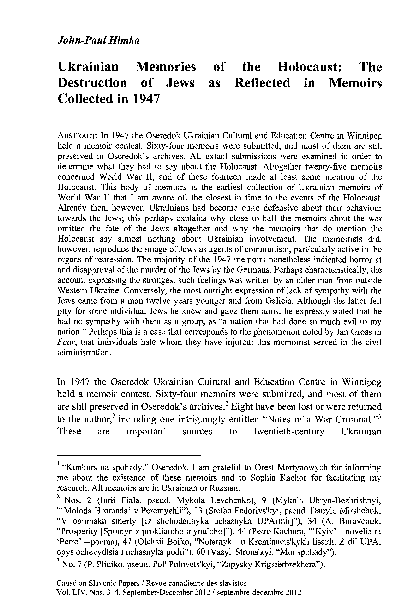 PDF) Non-Nipped Memory. The Holocaust In The Soviet War Memoirs.