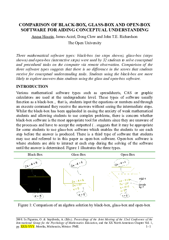 (DOC) COMPARISON OF BLACK-BOX, GLASS-BOX AND OPEN-BOX SOFTWARE FOR ...