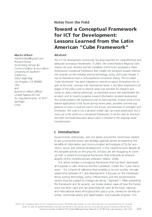 Towards a Conceptual Framework for ICT for Development: Lessons Learned ...