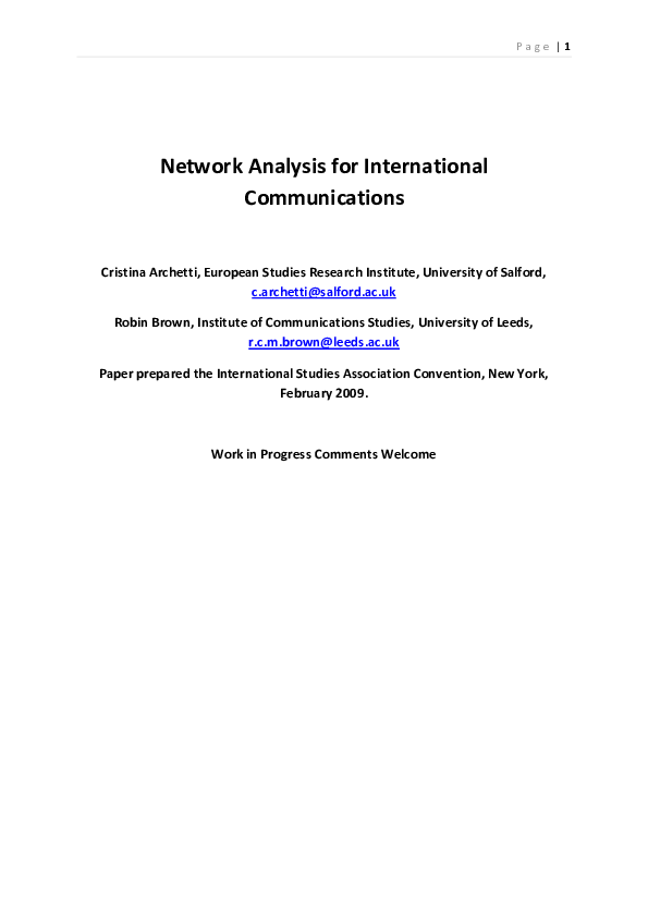 (PDF) “Network Analysis for International Communications: Theory ...