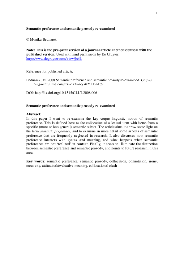 PDF) (2008) Semantic preference and semantic prosody re-examined 