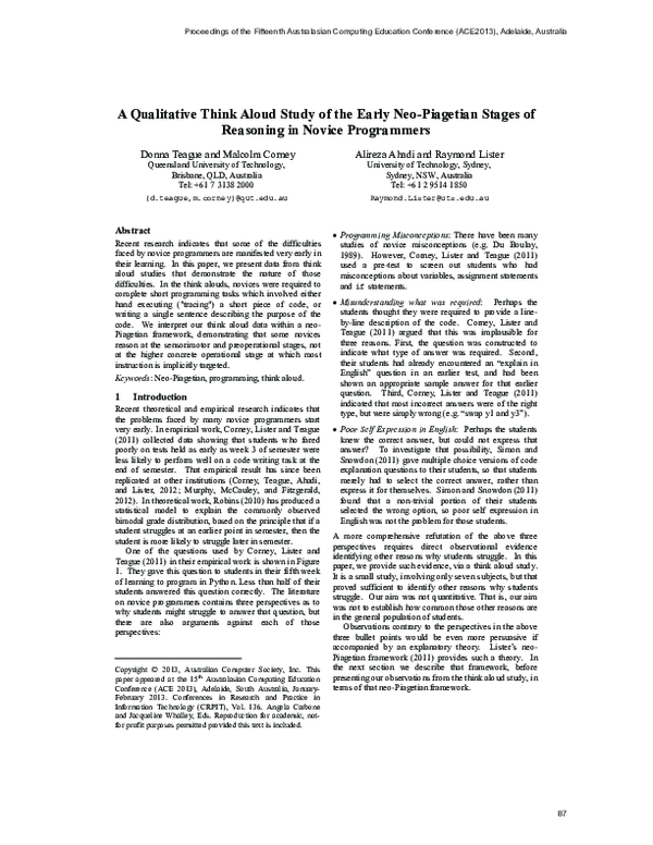 (PDF) A Qualitative Think Aloud Study of the Early Neo-Piagetian Stages ...