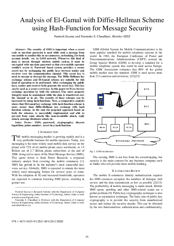 (PDF) Analysis of El-Gamal with Diffie-Hellman Scheme using Hash ...