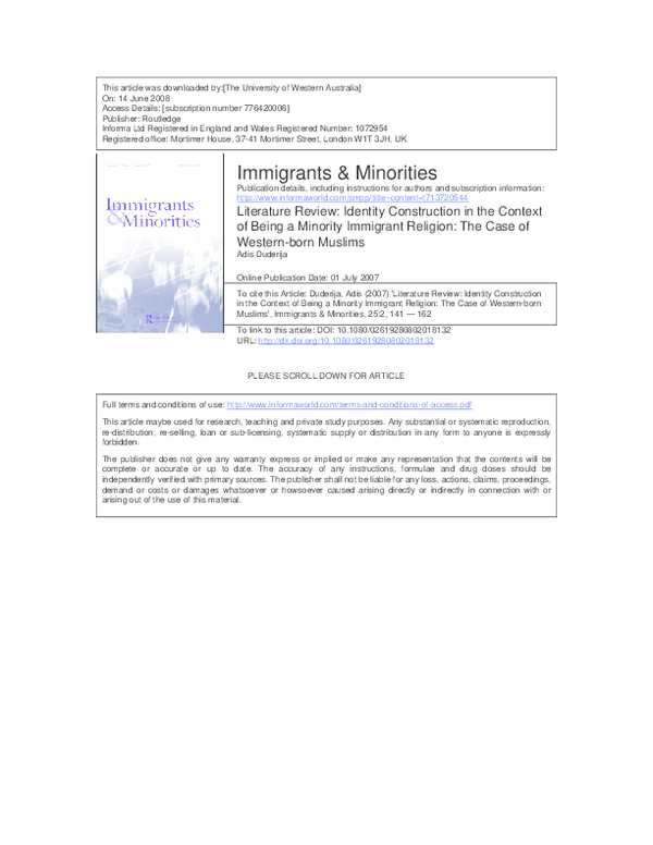 (PDF) Literature Review: Identity Construction In the Context of Being ...