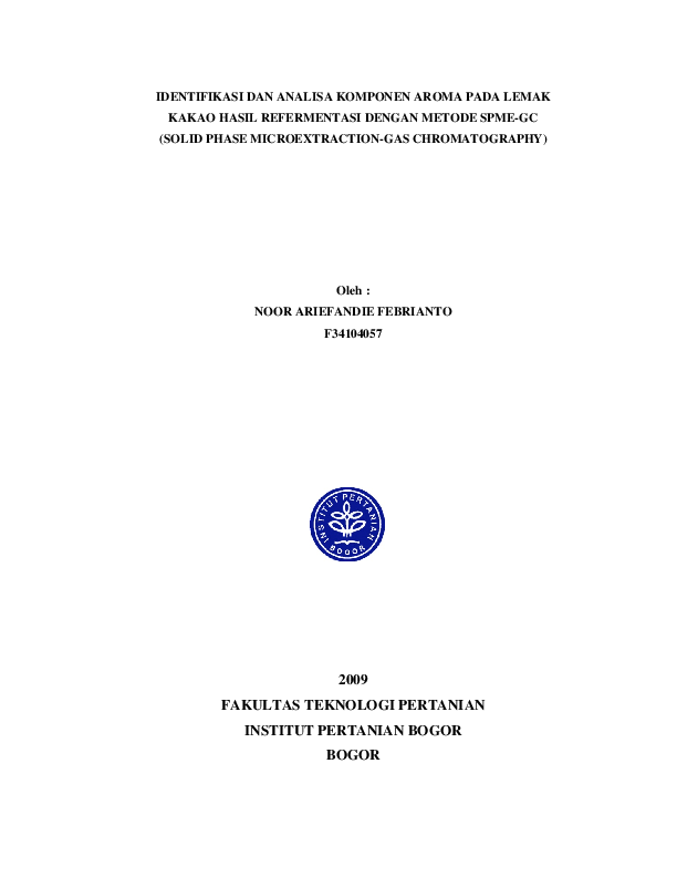 (PDF) Identifikasi dan Analisa Komponen Aroma Pada Lemak Kakao Hasil ...