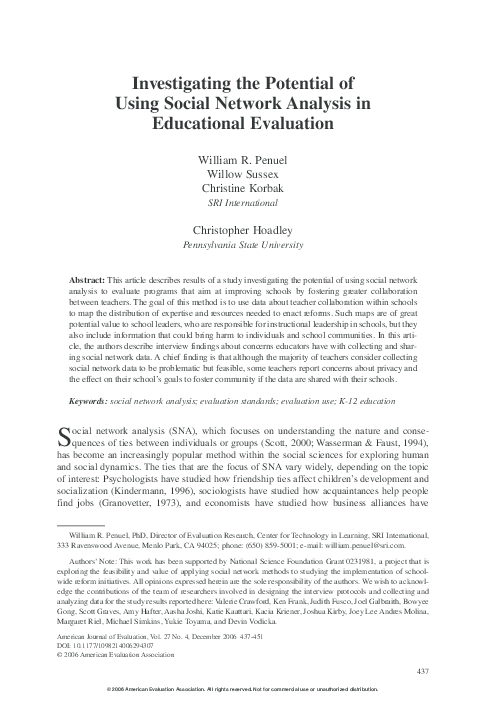 (PDF) Investigating the Potential of Using Social Network Analysis in ...