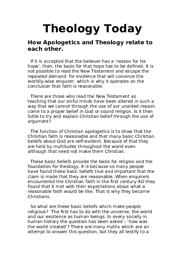 (DOC) Theology today