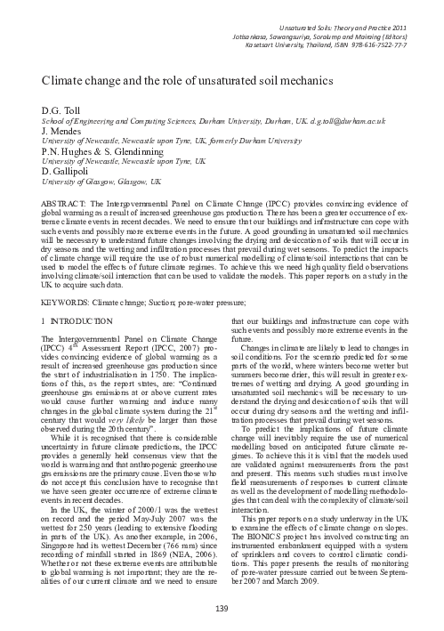 (PDF) Climate change and the role of unsaturated soil mechanics