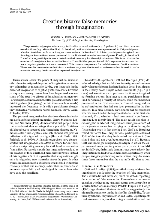 False memory research paper image