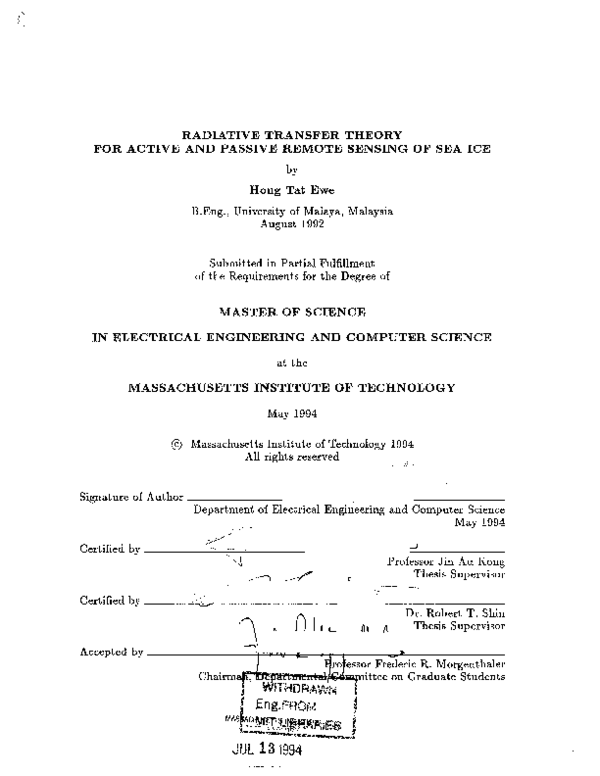 (PDF) Radiative transfer theory for active and passive remote sensing ...