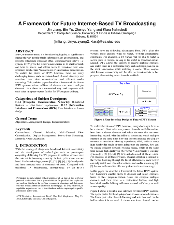 (PDF) A framework for future Internet-based TV broadcasting