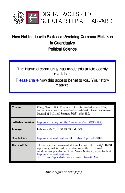 (PDF) How not to lie with statistics: Avoiding common mistakes in ...