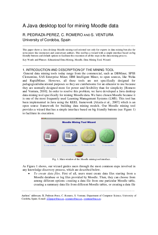 (PDF) A Java desktop tool for mining Moodle data