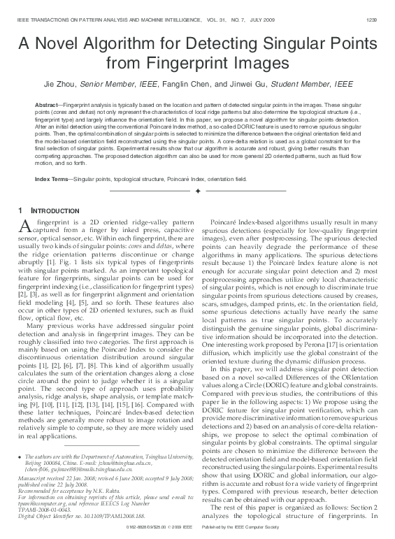 (PDF) A novel algorithm for detecting singular points from fingerprint ...
