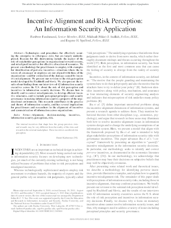 (PDF) Incentive Alignment and Risk Perception: An Information Security ...