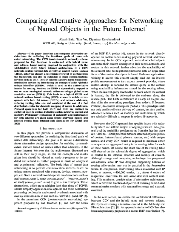 (PDF) Comparing alternative approaches for networking of named objects ...