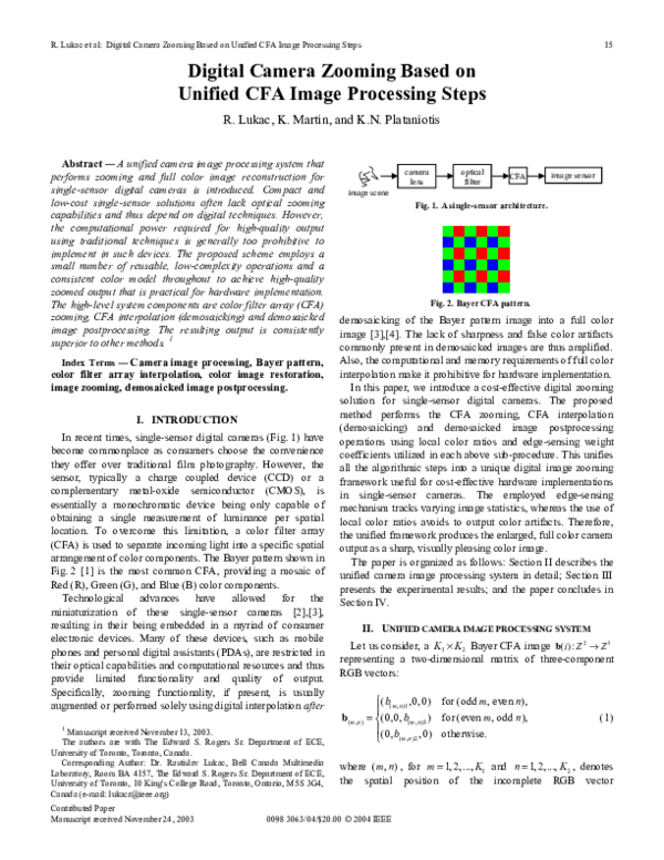 (PDF) Digital camera zooming based on unified CFA image processing steps