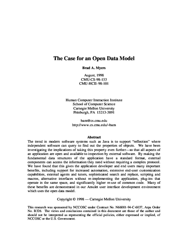 (PDF) The case for an open data model