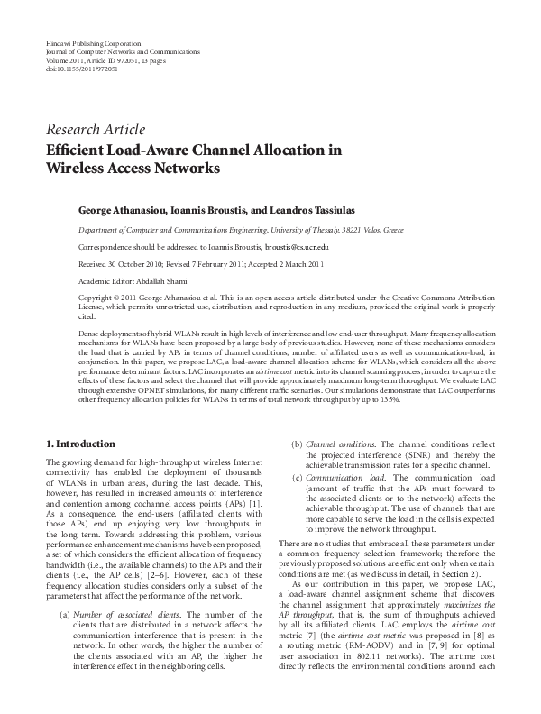 (PDF) Efficient load-aware channel allocation in wireless access networks