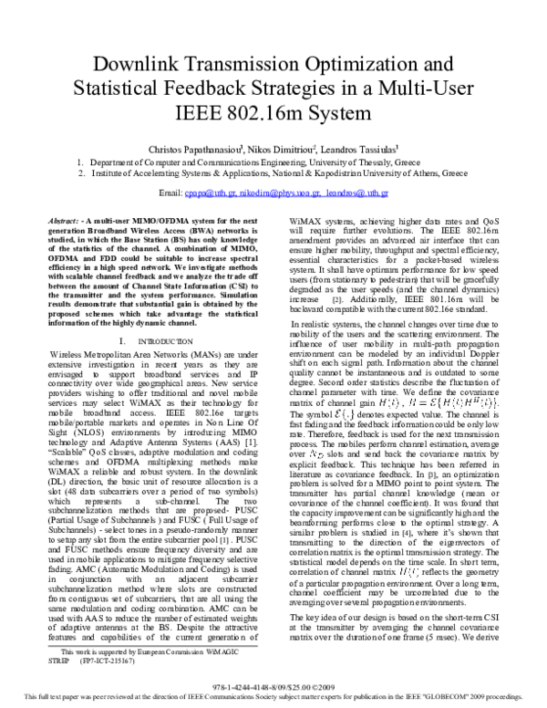 (PDF) Downlink Transmission Optimization and Statistical Feedback ...