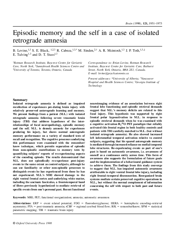 Anterograde amnesia journal article image