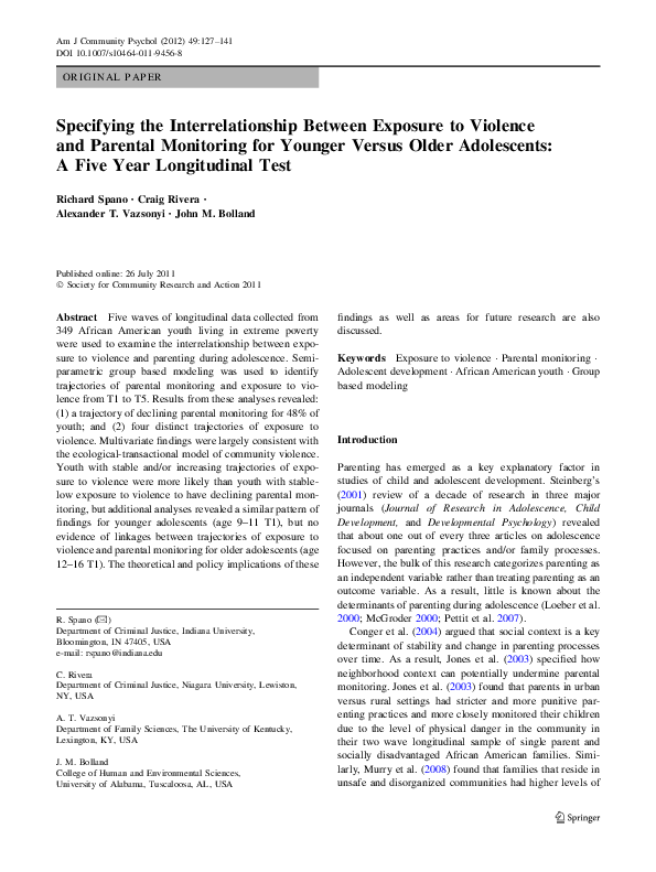 (PDF) Specifying the Interrelationship Between Exposure to Violence and ...