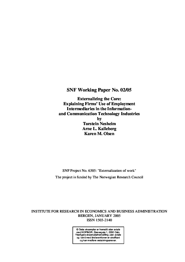 (PDF) SNF Working Paper No. 02/05