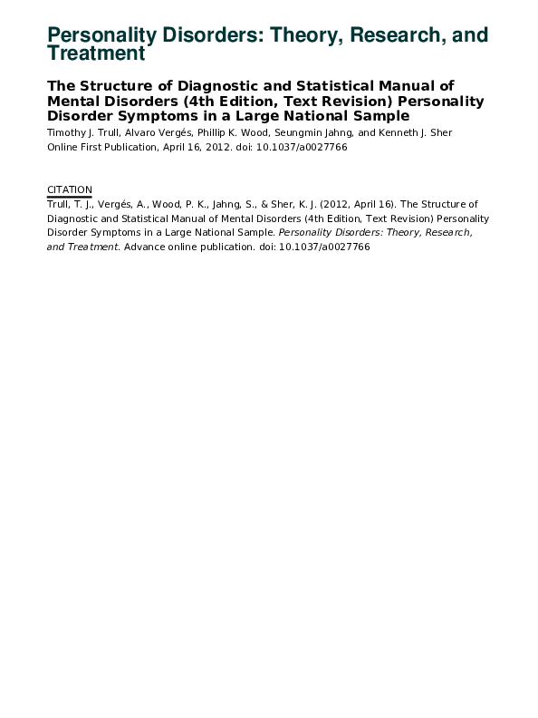 (PDF) The Structure of Diagnostic and Statistical Manual of Mental ...