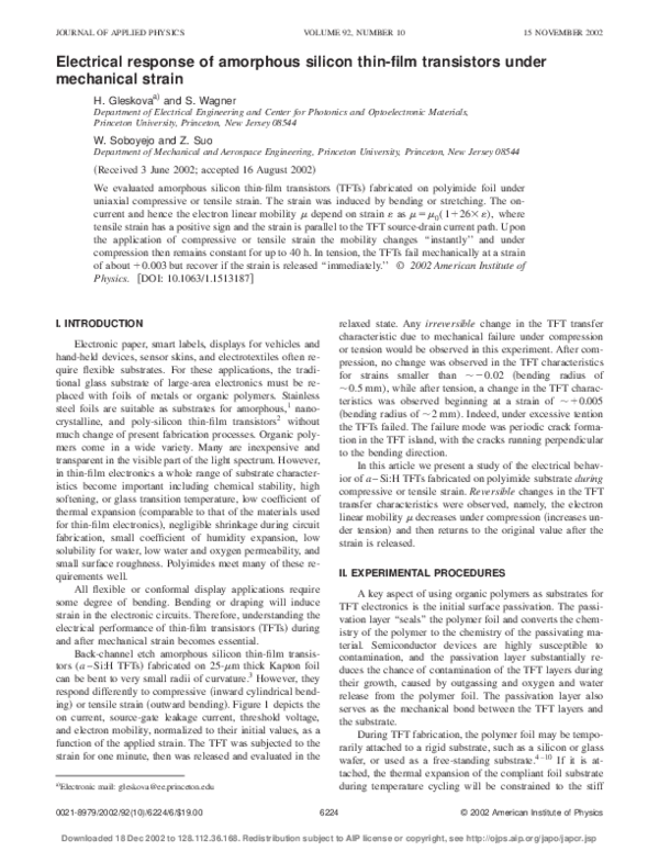 (PDF) Electrical response of amorphous silicon thin-film transistors ...