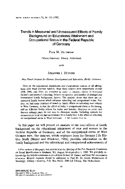(PDF) Trends in measured and unmeasured effects of family background on ...