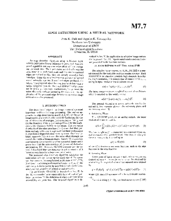 (PDF) Edge detection using a neural network