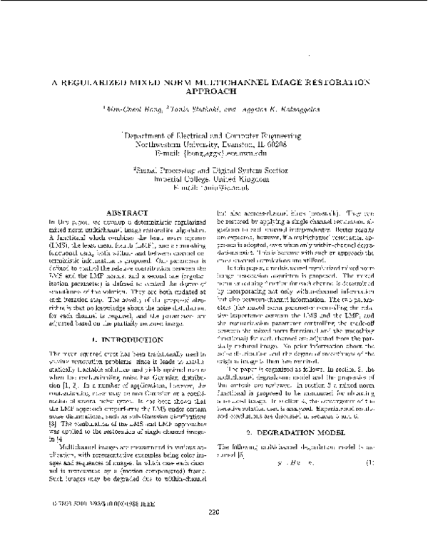 (PDF) A regularized mixed norm multichannel image restoration approach