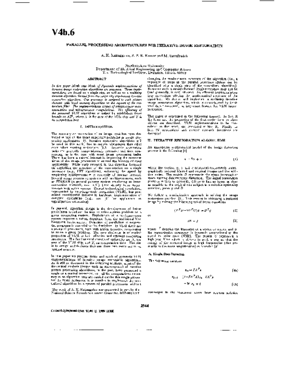 (PDF) Parallel processing architectures for iterative image restoration