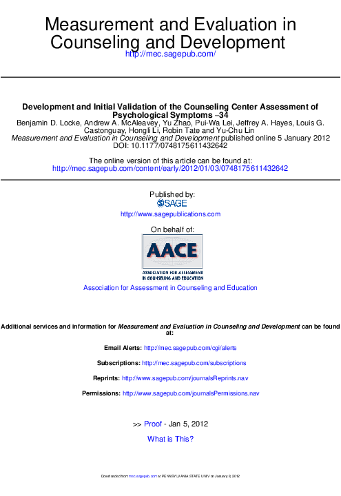 (PDF) Development and Initial Validation of the Counseling Center ...