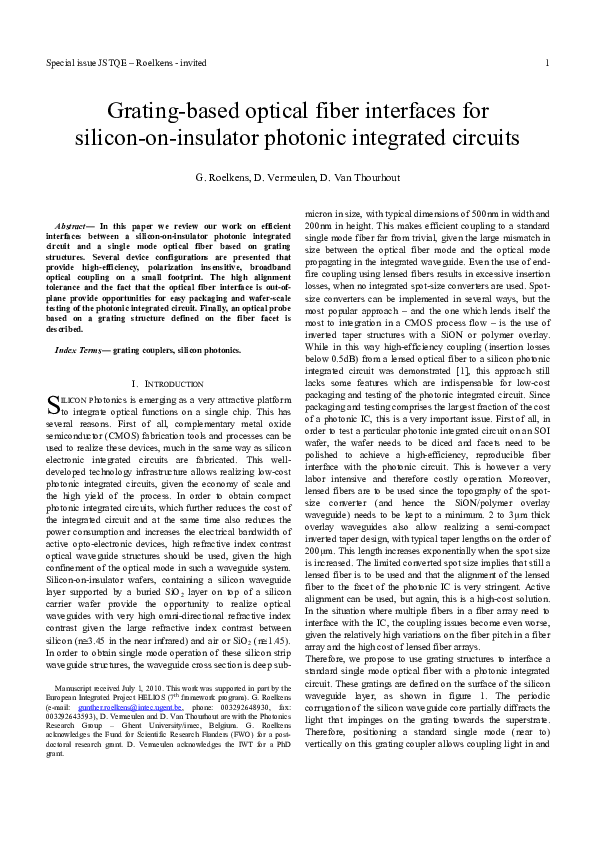 (PDF) Grating-based optical fiber interfaces for silicon-on-insulator ...
