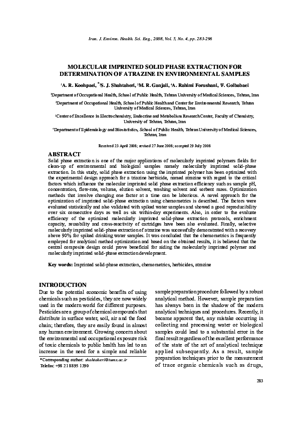 (PDF) Molecular imprinted solid phase extraction for determination of ...