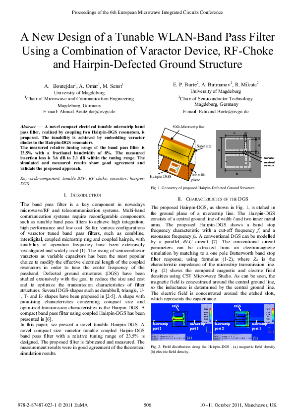 (PDF) A new design of a tunable WLANband pass filter using a combination of varactor device, RF