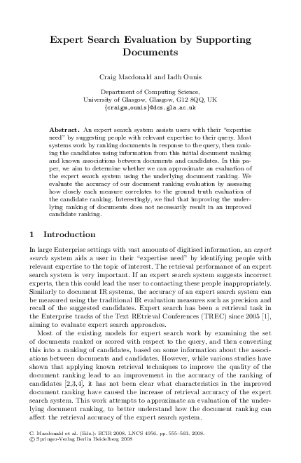 (PDF) Expert search evaluation by supporting documents
