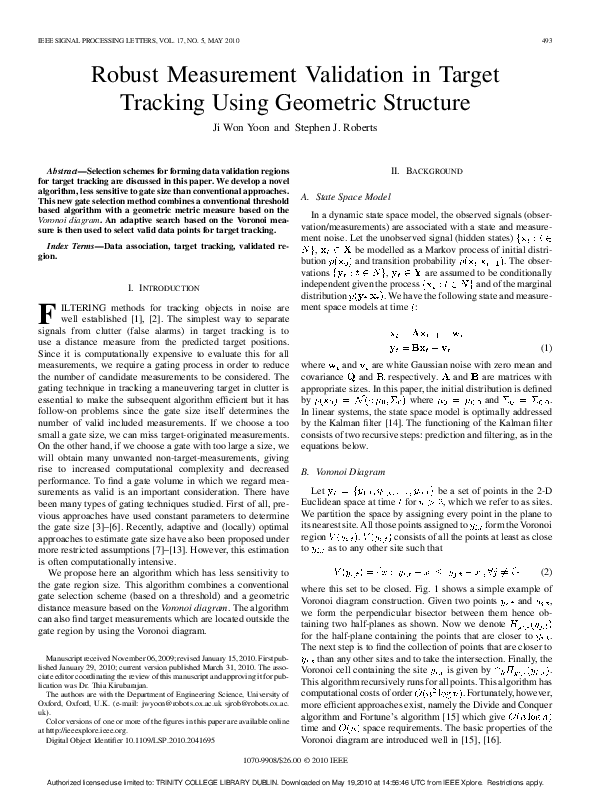 (PDF) Robust measurement validation in target tracking using geometric ...