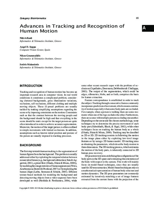 (PDF) Advances in Tracking and Recognition of Human Motion