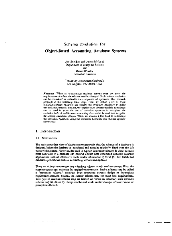 (PDF) Schema evolution for object-based accounting database systems