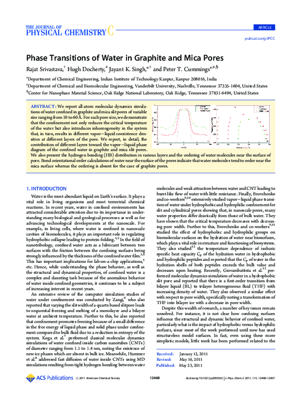 (PDF) Phase Transitions of Water in Graphite and Mica Pores