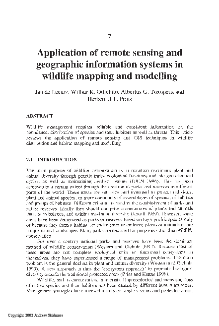 (PDF) Application of remote sensing and geographic information systems ...