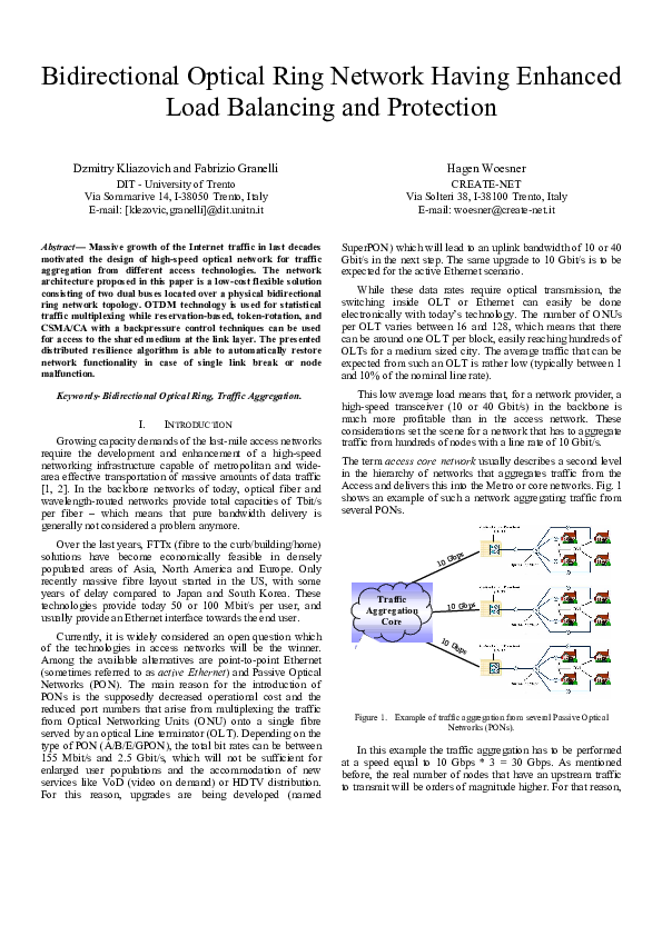 (PDF) Bidirectional Optical Ring Network Having Enhanced Load Balancing ...