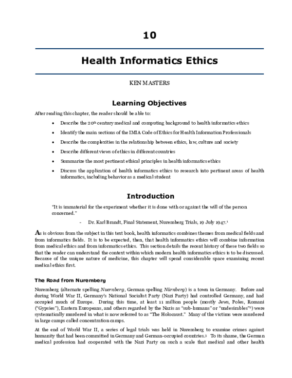 (PDF) Health Informatics Ethics