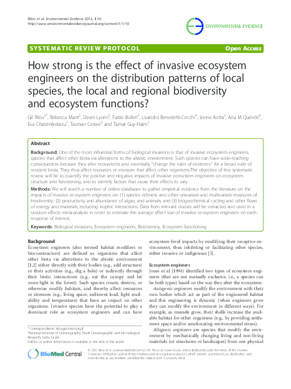 (PDF) How strong is the effect of invasive ecosystem engineers on the ...