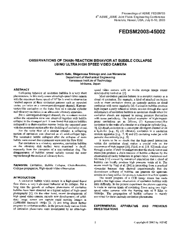 (PDF) Observations of chainreaction behavior at bubble collapse using