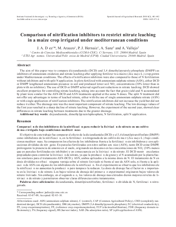 (PDF) Comparison of nitrification inhibitors to restrict nitrate ...
