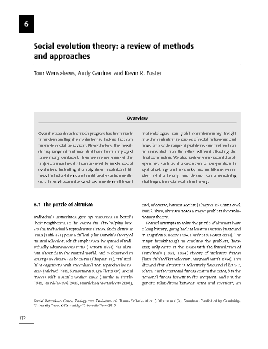 (PDF) Social evolution theory: a review of methods and approaches