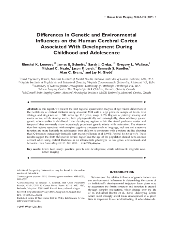 (PDF) Differences in genetic and environmental influences on the human ...